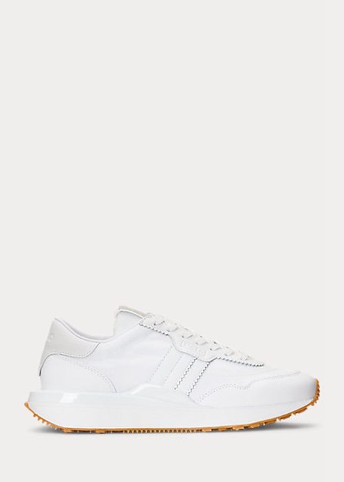White Ralph Lauren Train 89 Leather & Oxford Women's Sneakers | 5201-JCLNG